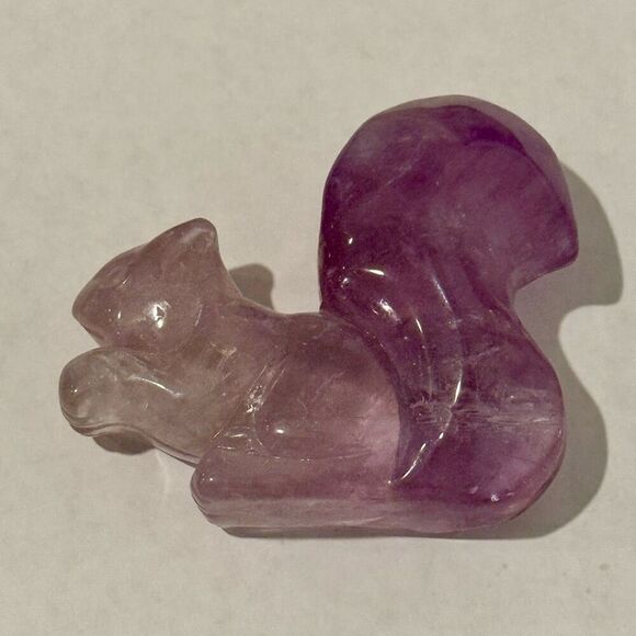 Cute Hand Carved Natural Amethyst Squirrel - Picture 1 of 7